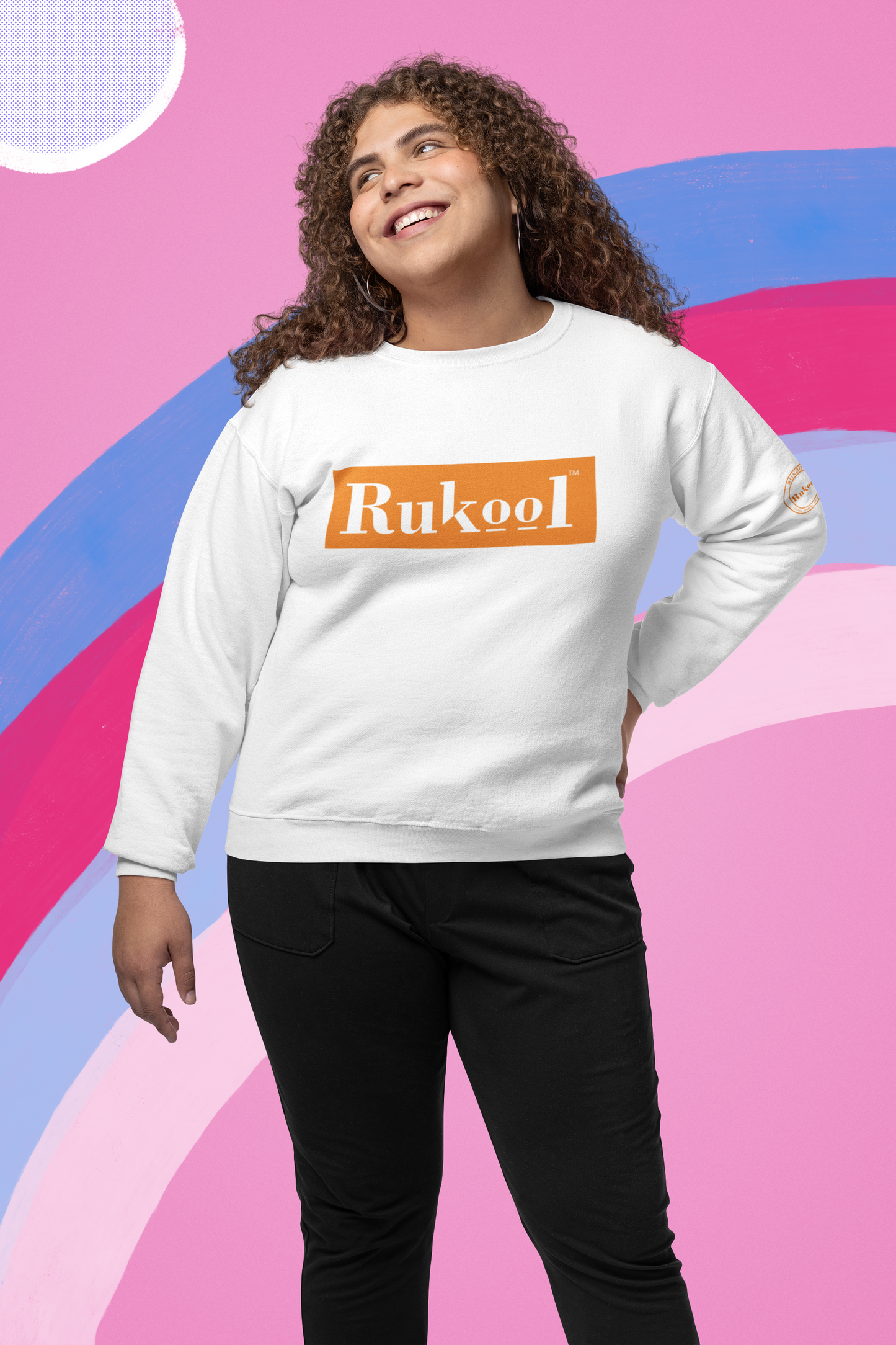 RUKool Large Letters White Crewneck Sweatshirt