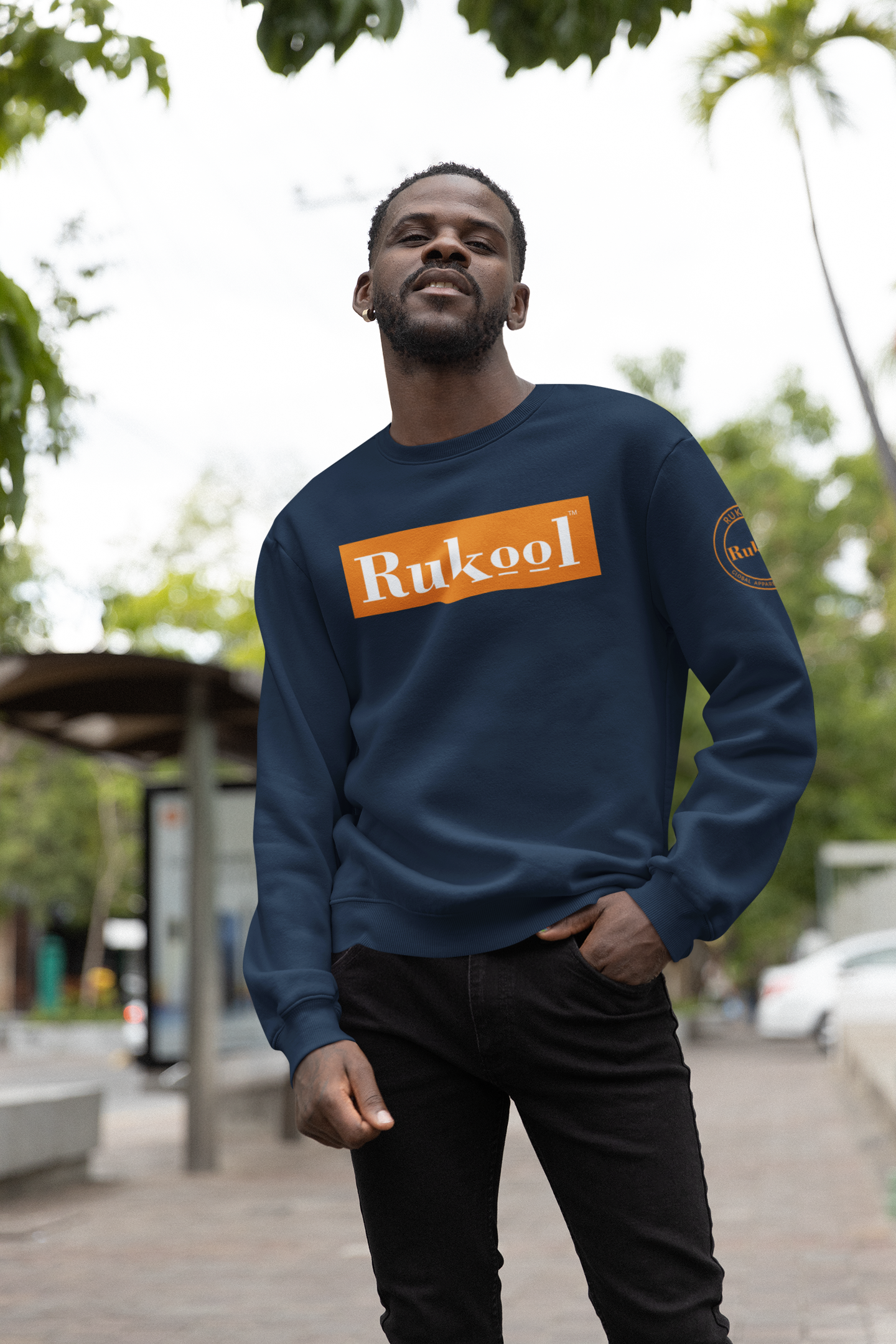 RUKool Large Letters Blue Crewneck Sweatshirt