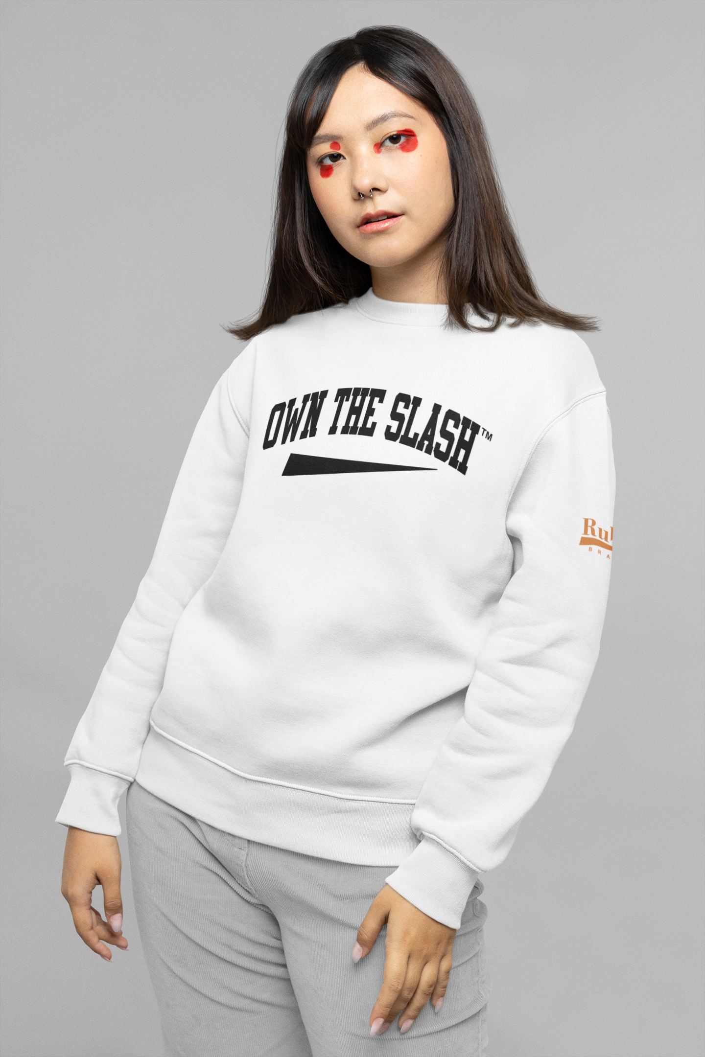 Own The Slash White/Black Crewneck Sweatshirt