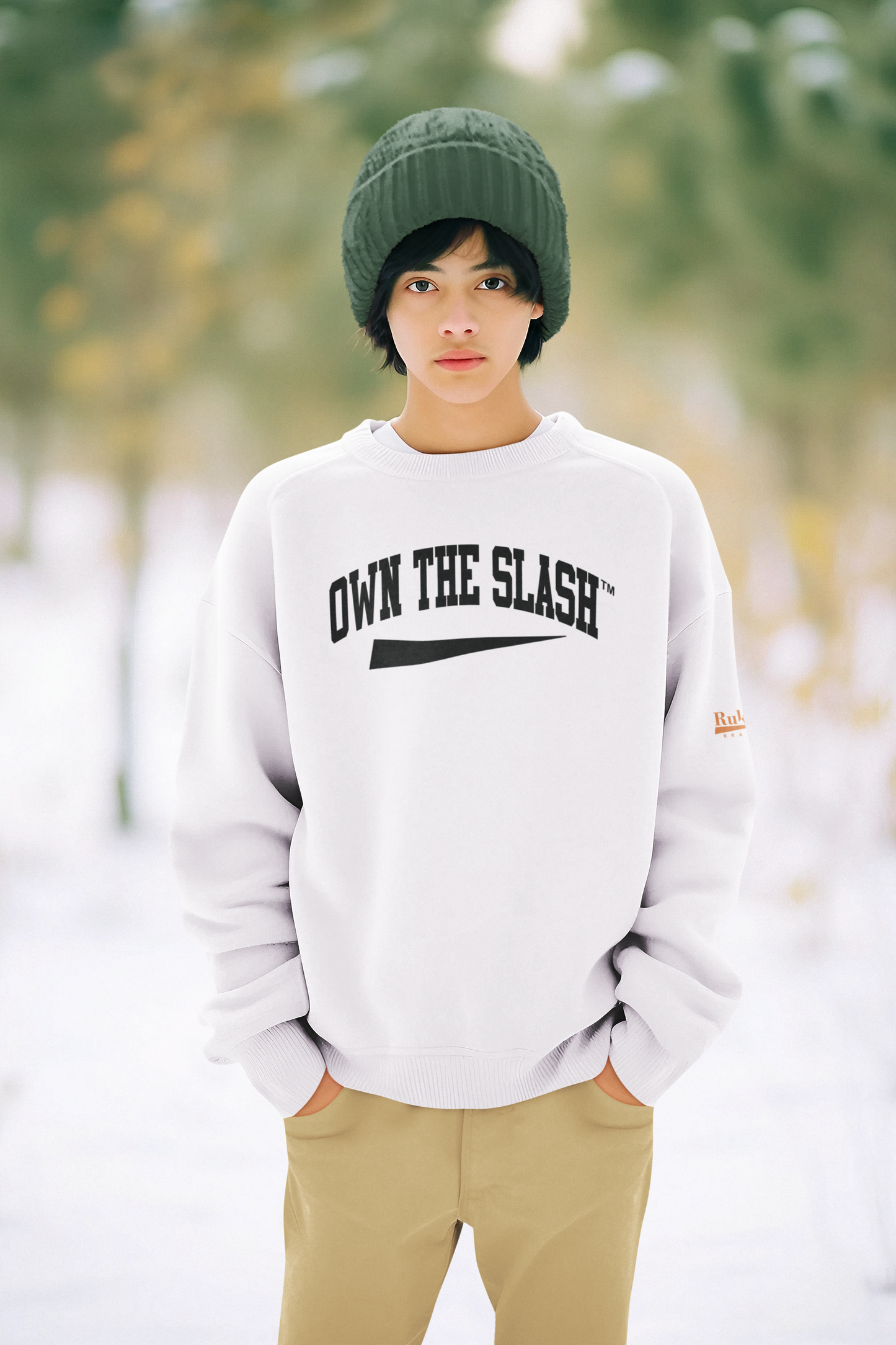 Own The Slash White/Black Crewneck Sweatshirt