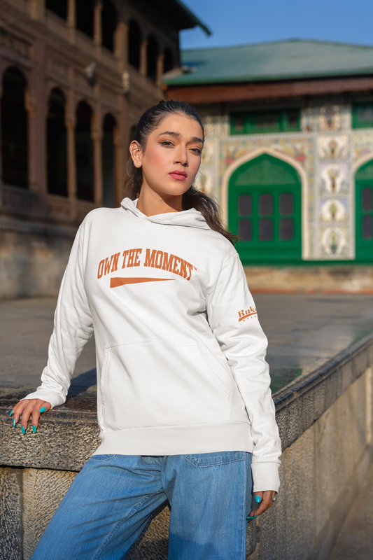 Own the Moment White/Orange Hoodie