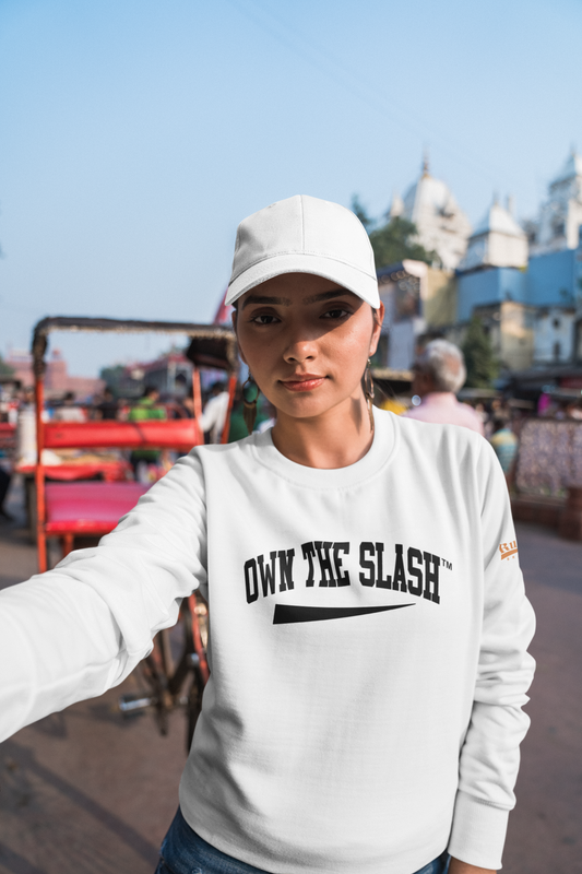 Own The Slash White/Black Crewneck Sweatshirt