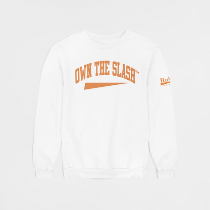 Own The Slash White/Orange Crewneck Sweatshirt