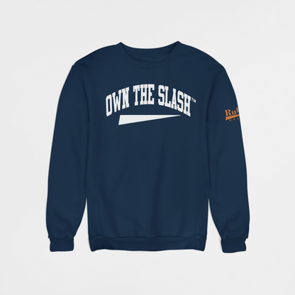 Own The Slash Navy/White Crewneck Sweatshirt