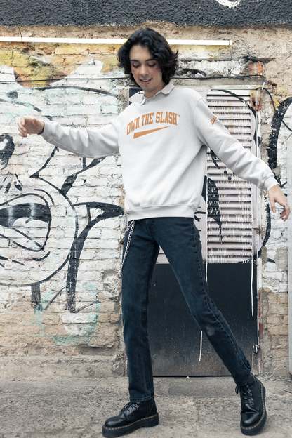 Own The Slash White/Orange Crewneck Sweatshirt