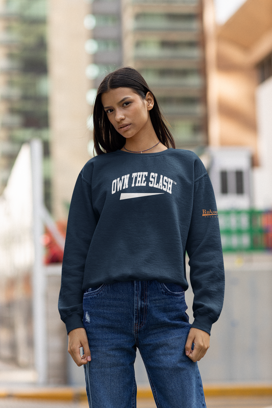 Own The Slash Navy/White Crewneck Sweatshirt