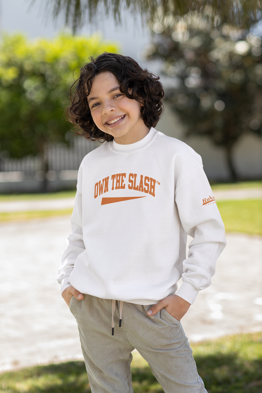 Own The Slash White/Orange Crewneck Sweatshirt
