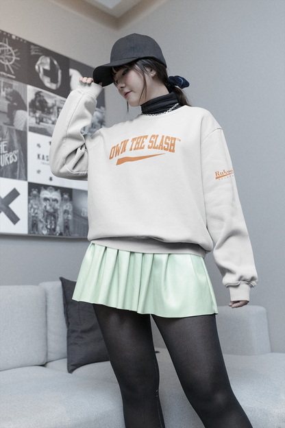 Own The Slash White/Orange Crewneck Sweatshirt