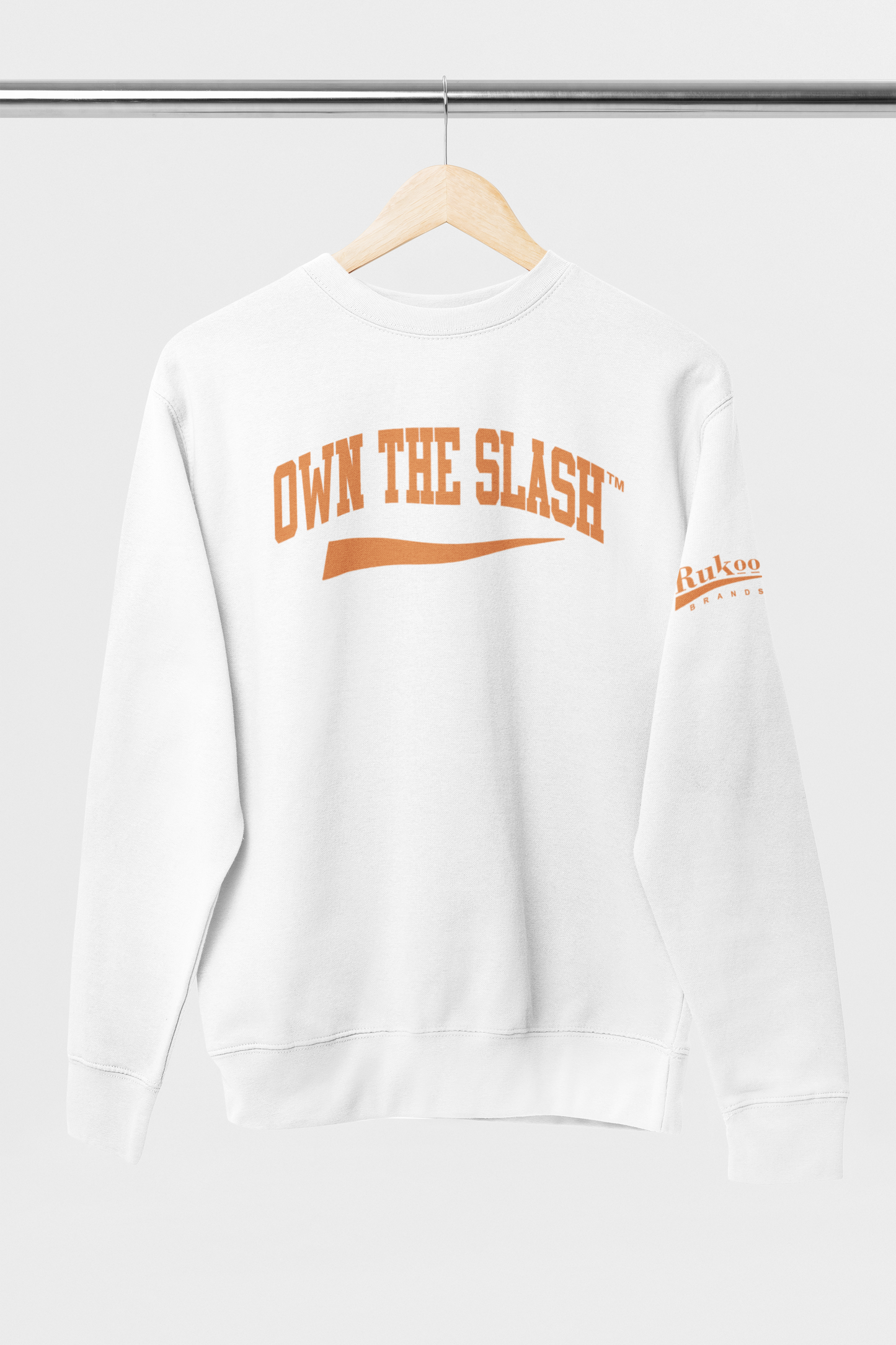 Own The Slash White/Orange Crewneck Sweatshirt