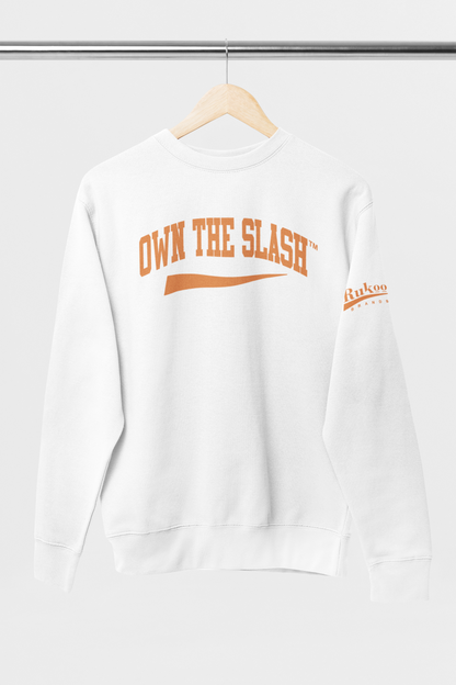 Own The Slash White/Orange Crewneck Sweatshirt