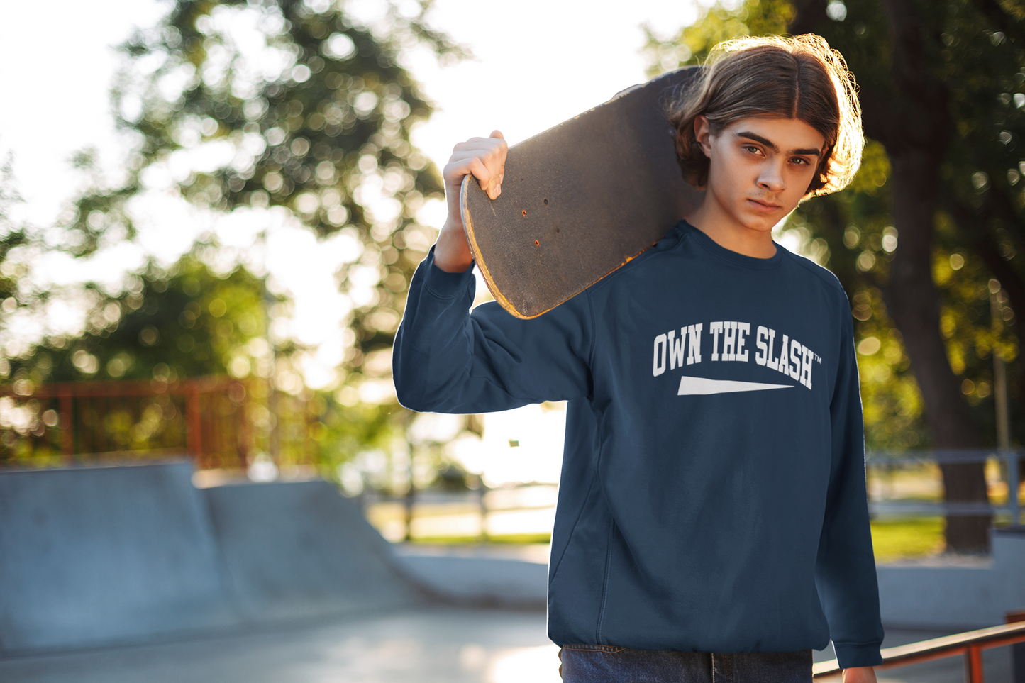 Own The Slash Navy/White Crewneck Sweatshirt