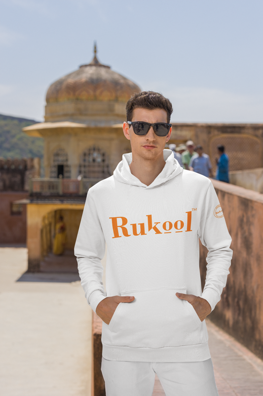 RUKool Large Letters White Hoodie