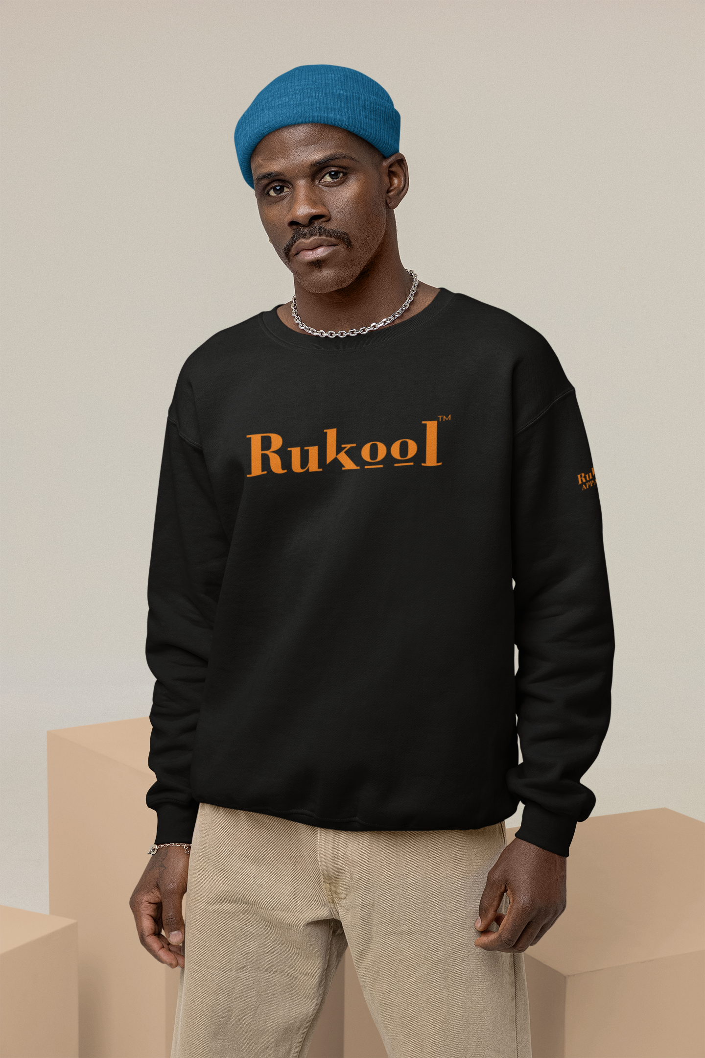 RUKool Large Letters Black Crewneck Sweatshirt
