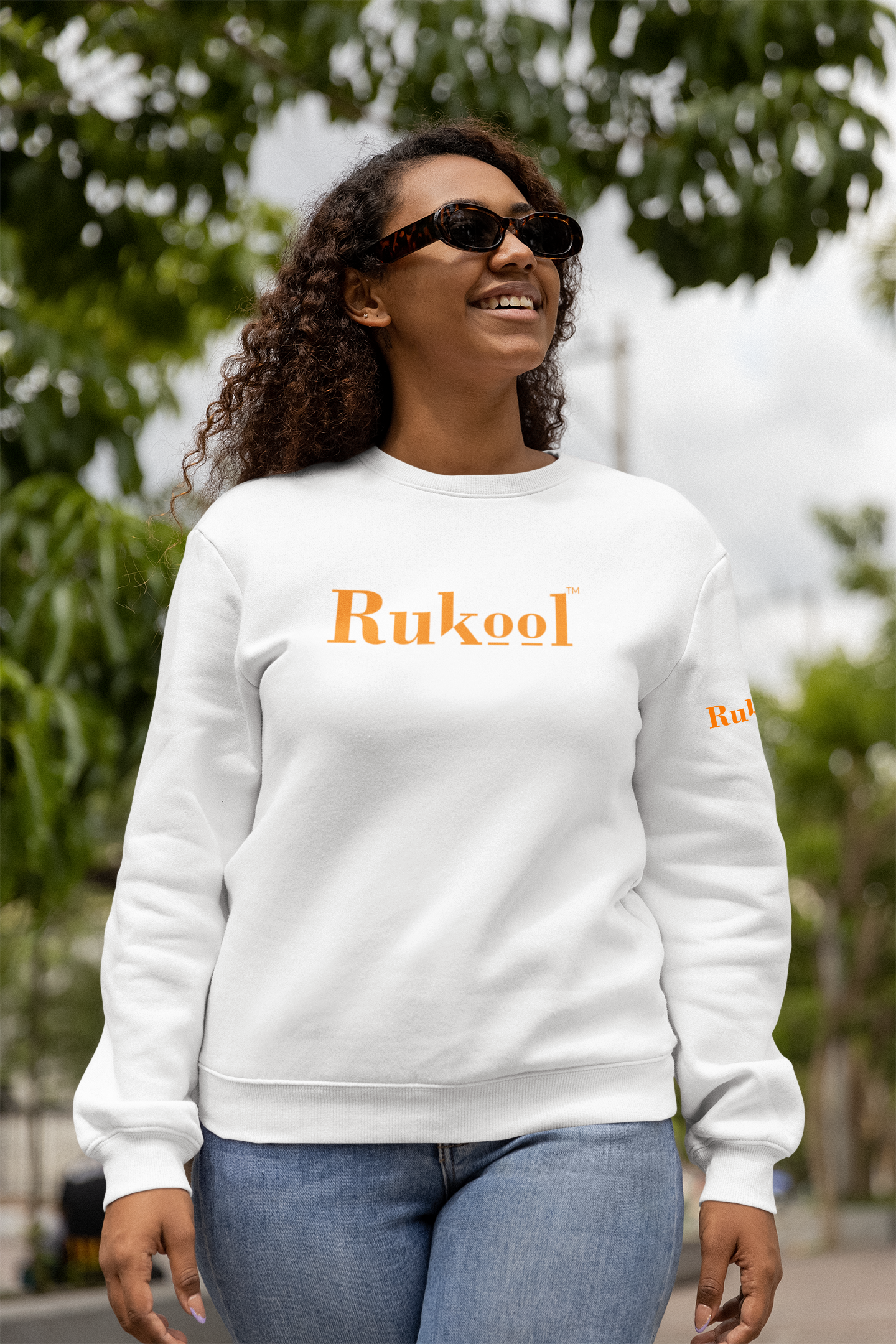 RUKool Large Letters White Crewneck Sweatshirt