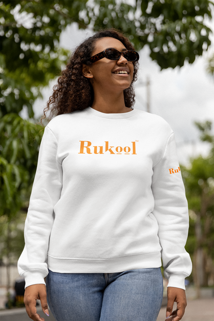 RUKool Large Letters White Crewneck Sweatshirt