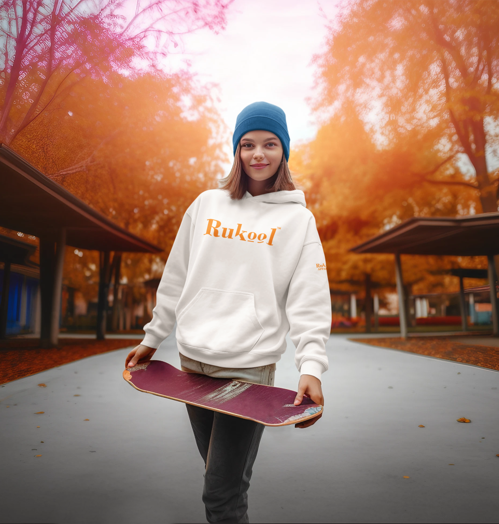 RUKool Large Letters White Hoodie