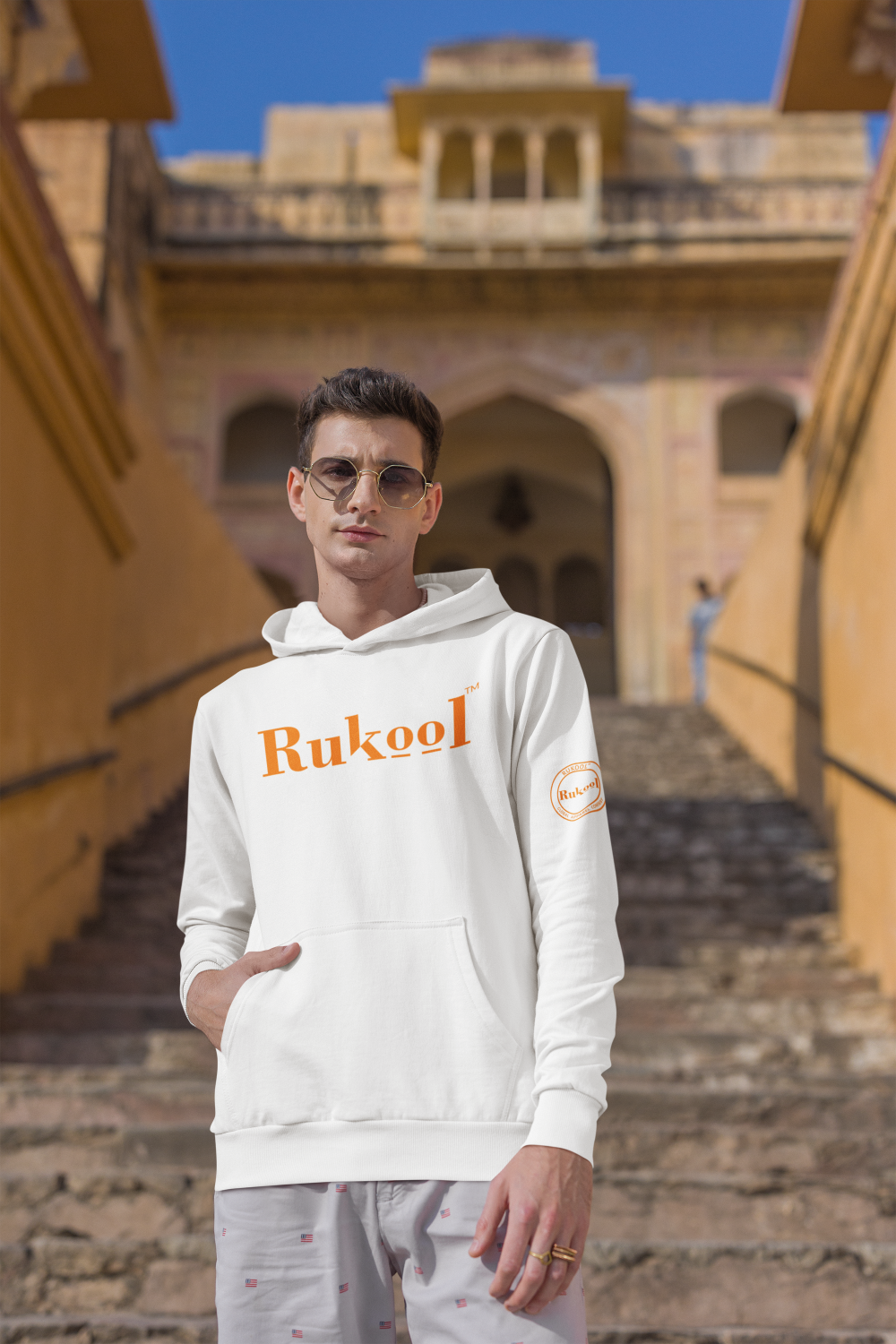 RUKool Large Letters White Hoodie