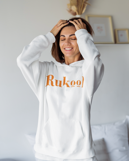 RUKool Large Letters White Hoodie