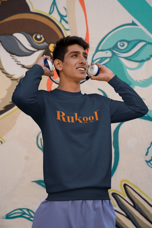 RUKool Large Letters Blue Crewneck Sweatshirt