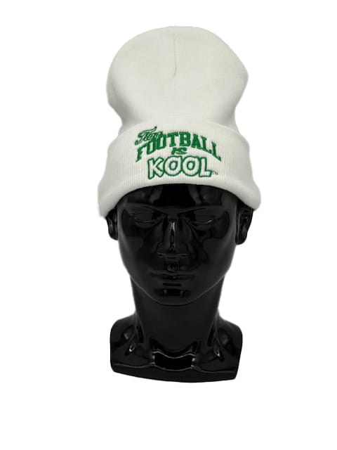 Football is Kool White/Green Beanie