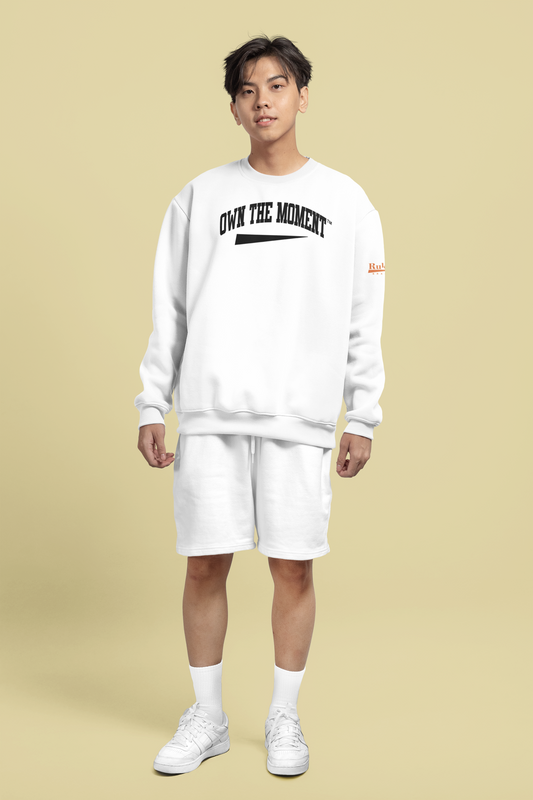 Own The Moment White/Black Crewneck Sweatshirt