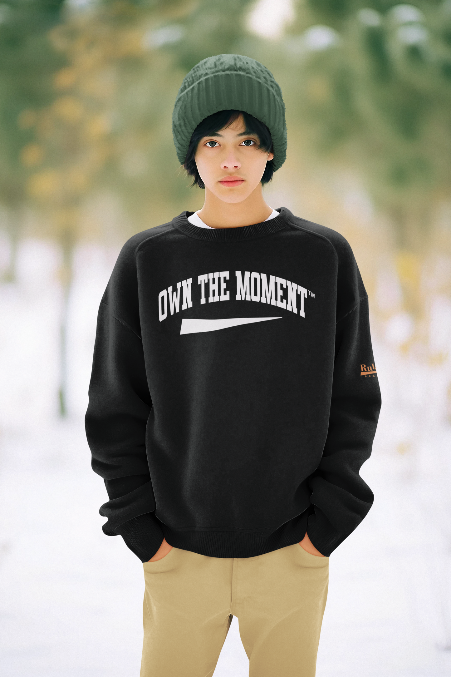 Own The Moment Black/White  Crewneck Sweatshirt