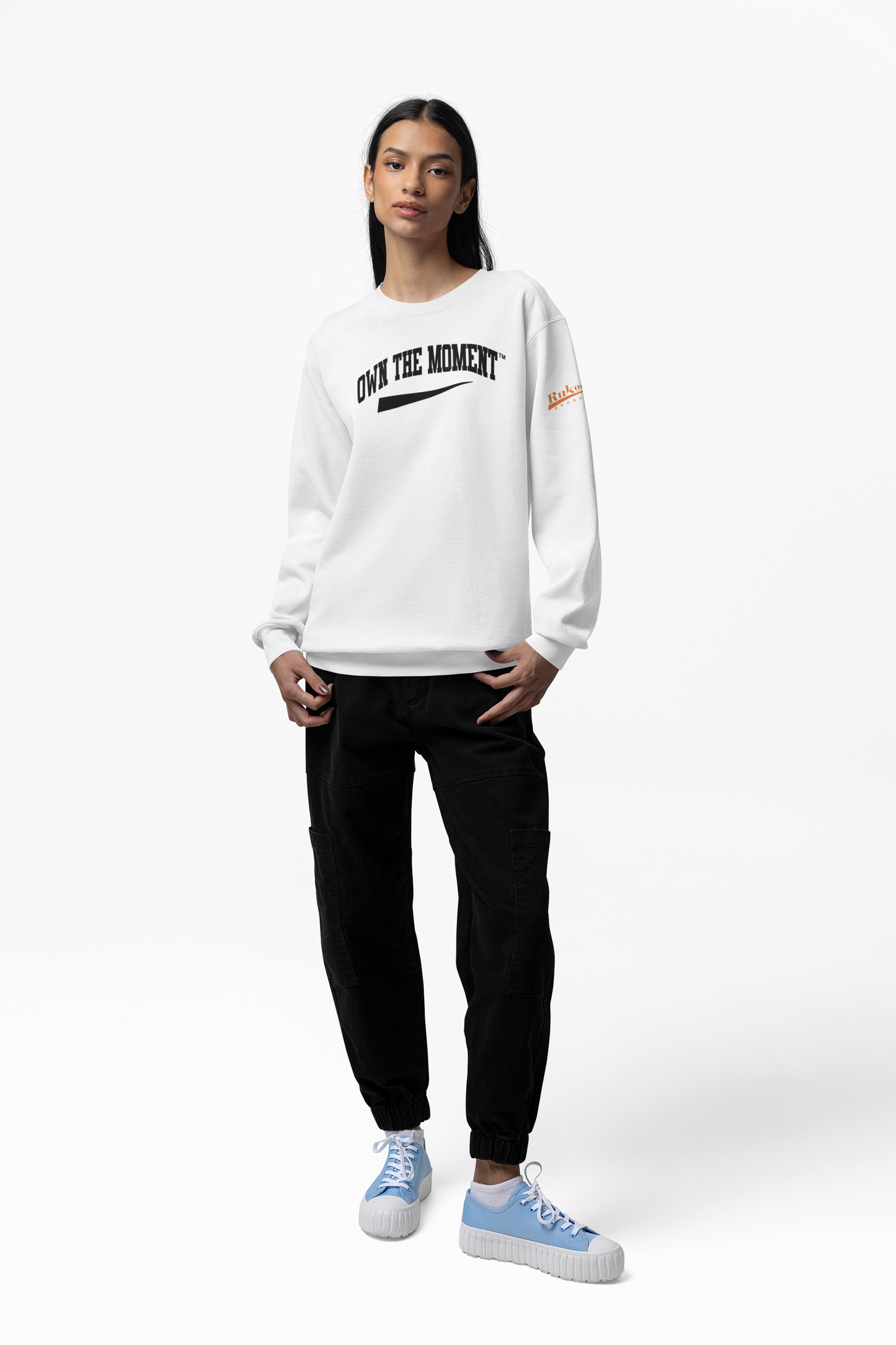 Own The Moment White/Black Crewneck Sweatshirt